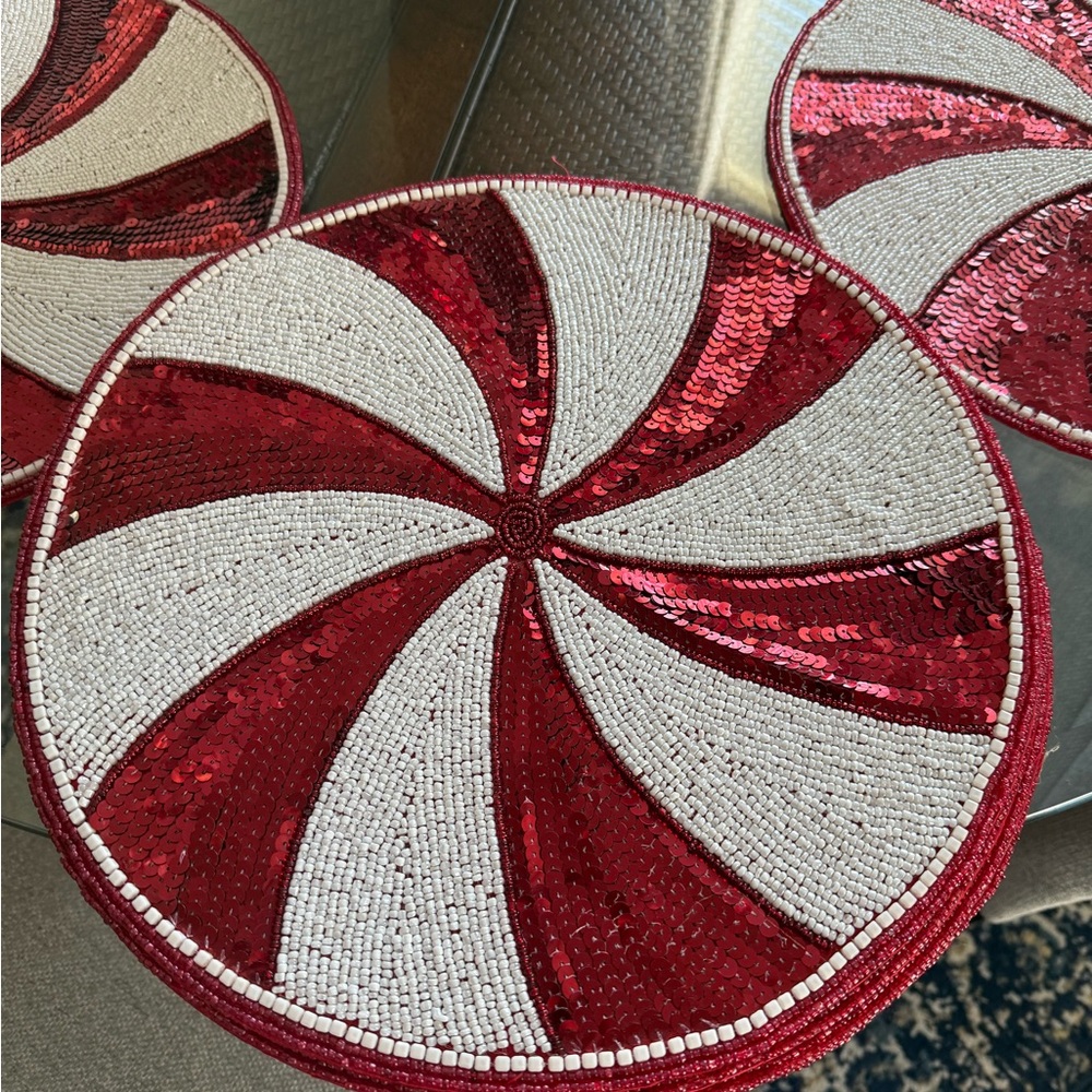 Cost Plus World Market Red Peppermint Placemats X 4